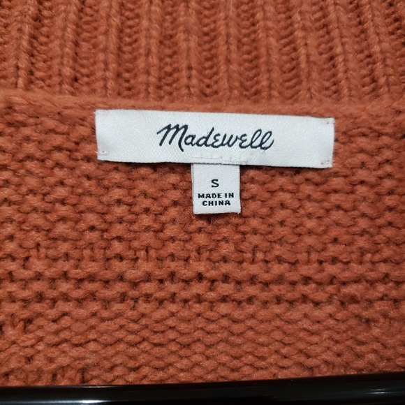 Madewell Bobble Cardigan Sweater Size S Afterglow Red Merino Wool Blend Pockets - Picture 12 of 16